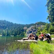 Alpine lake swimming