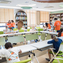 Campers doing a test
