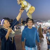 Lankey student enjoying a night out in Jamaa El Fena at Marrakech 