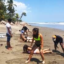 Surfing lessons on Pacific Ocean