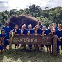 Group photo at the elephant conservation center in Thailand