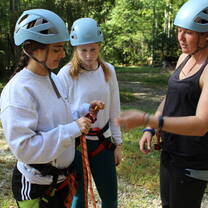 Learning climbing knots at camp