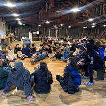 Evening meeting in the dining hall