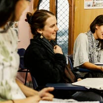 Students enjoying Hindi class