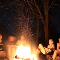 Sitting around a campfire