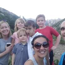 Students´s family with teacher´s family in nature