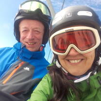 Student skiing with his Spanish teacher in Madrid