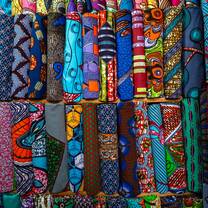 A variety of colorful Ghanian fabrics