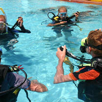 Students at scuba lessons