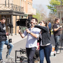 Students film at universal studios