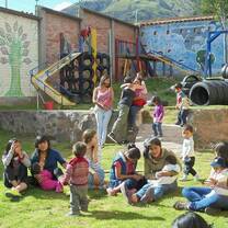 Volunteers and Children in Women's Refuge