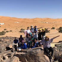 Student group in desert 