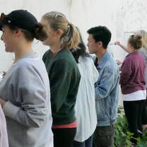 Students painting 