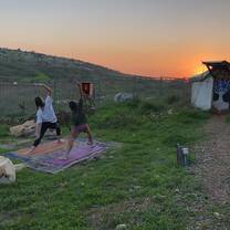 Yoga while the sun sets