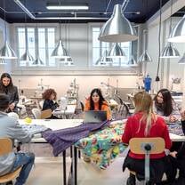 Students working on their creations inside the Product Design Laboratory at Accademia del Lusso Milan