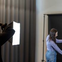 Students doing a fashion photo shoot at Accademia del Lusso Milan