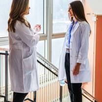 Students talking in hospital