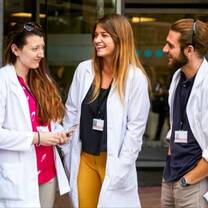 Students outside Barcelona hospital