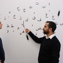 Arabic lesson for one of our volunteers 