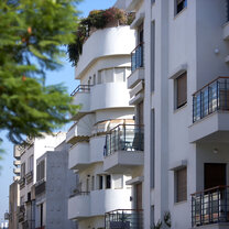 An apartment building in the Bauhaus architecture style