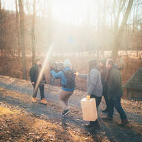 rehearsing a tracking shot