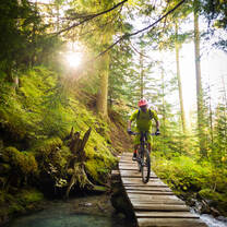 biker on bridge