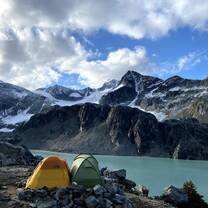 tents overlooking lake
