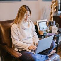 Woman working on her computer