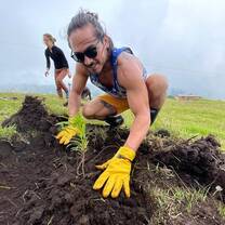 Planting trees at our project site in the Andes!