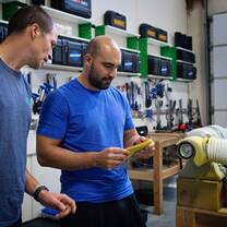 student learning boot fitting