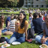Students having a picnic