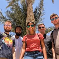 The summer students enjoying the Egyptian Palm trees in Saqqara 