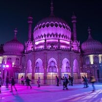 Brighton Pavilion Ice rink at night.