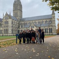 Students in front of Salisbury Cathedral 