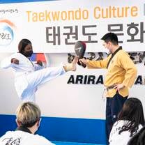 CIEE Seoul Mates learning taekwondo