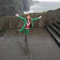 Posing in front of cliffs
