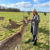 Posing with reindeer