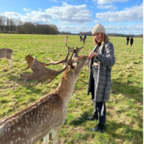 Posing with reindeer