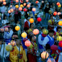 Lanterns at night