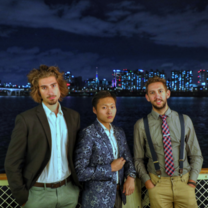 Students in front of Seoul skyline
