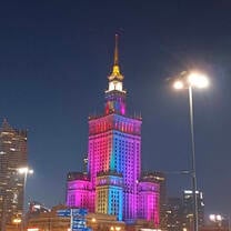 Scenic view of Warsaw by night
