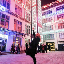English teacher in Poland enjoying a night out at Wrocław Neony