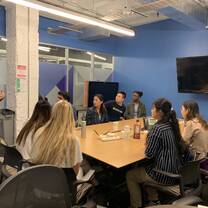 Sage Corps interns working on their final presentation to the startup client 