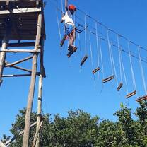 Having fun at Stage Park Zip lining 