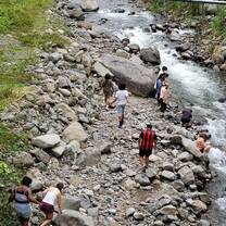 Students by river