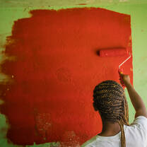 Student painting mural