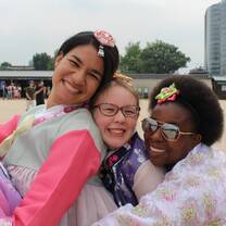Students dressed in traditional Korean dress