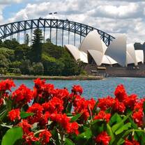 View of bridge and opera house in Sydney