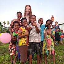 Hanging with kids in a local Fijian village 