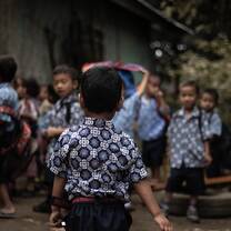 kids playing lombok village